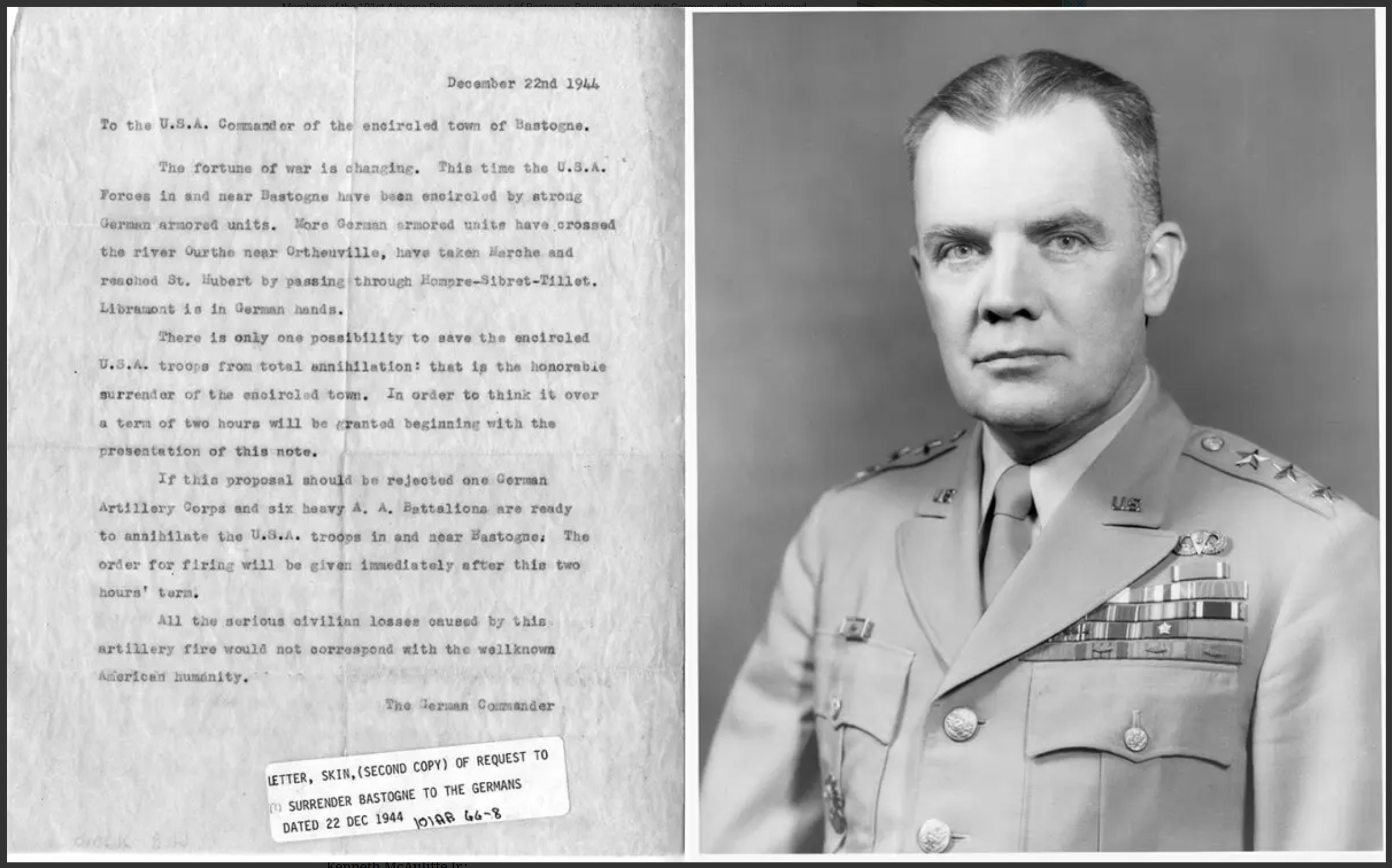 German surrender letter and Anthony “Nuts” McAuliffe.jpg German surrender letter and Anthony “Nuts” McAuliffe.jpg